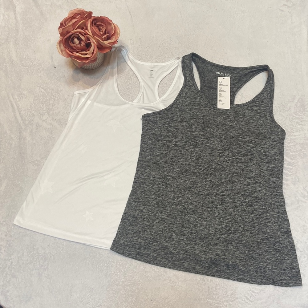 IDEOLOGY NWT Tank Top Lot Size M One White With Stars & One Gray